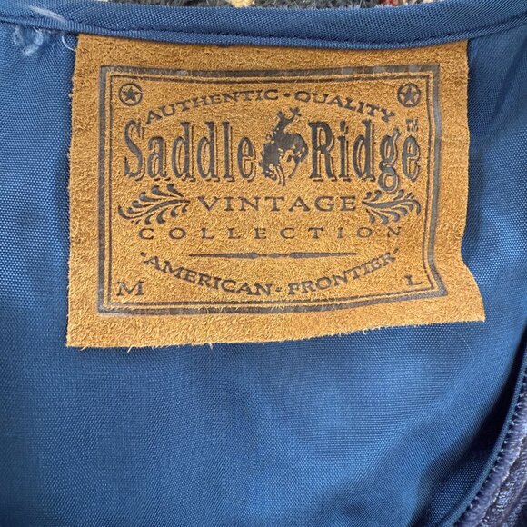 Vintage Saddle RIdge Blue Velvet Studded Western Long Blouse - Picture 5 of 6